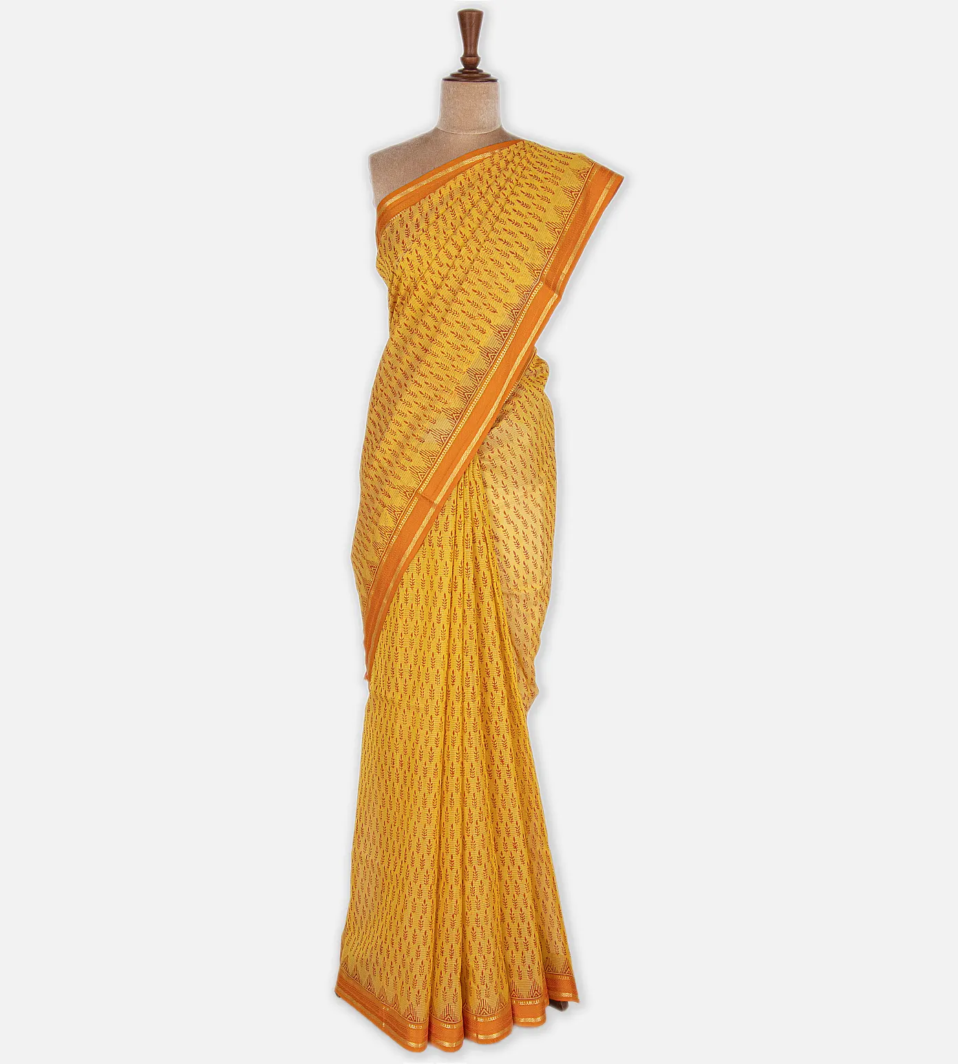 Yellow Maheshwari Cotton Saree2