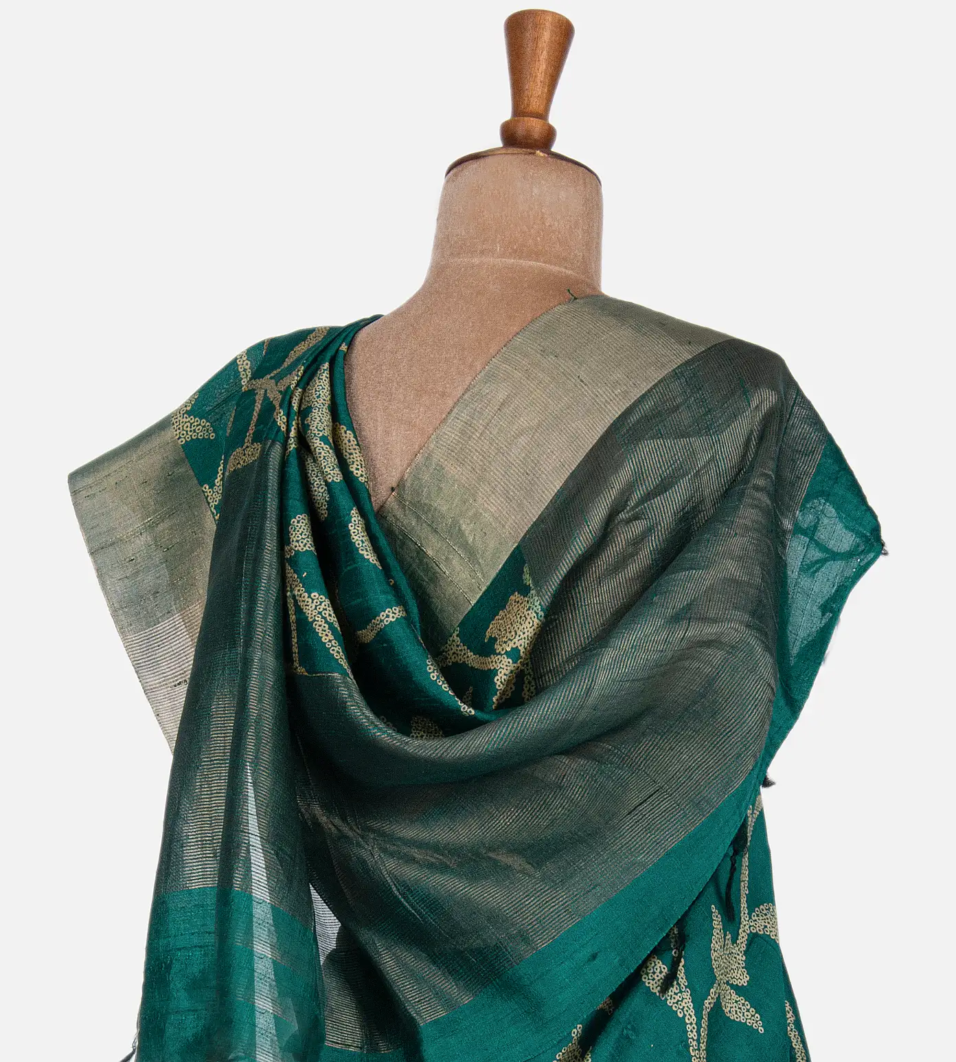 Deep Teal Raw Silk Saree3