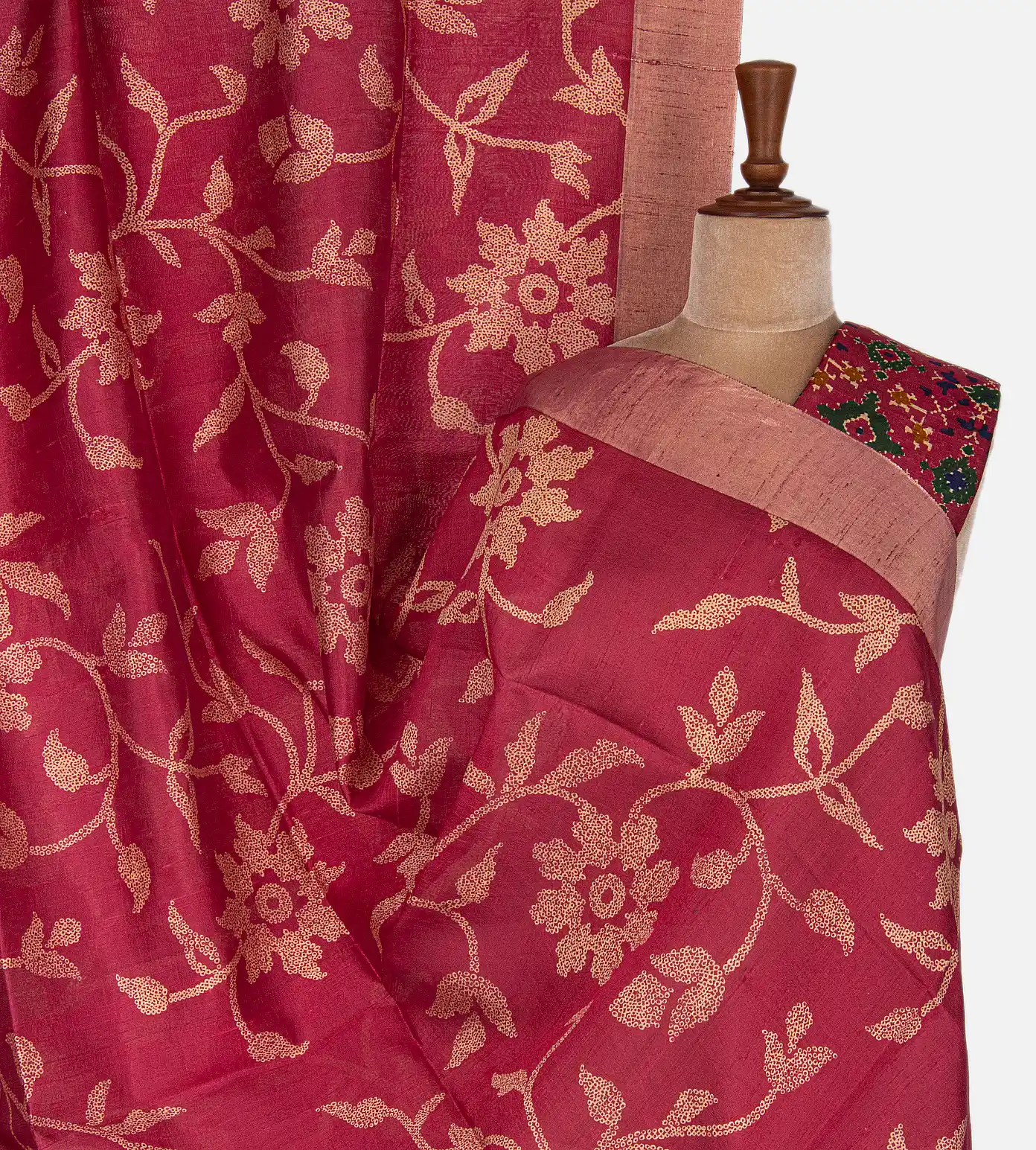 Crimson Red Raw Silk Saree1