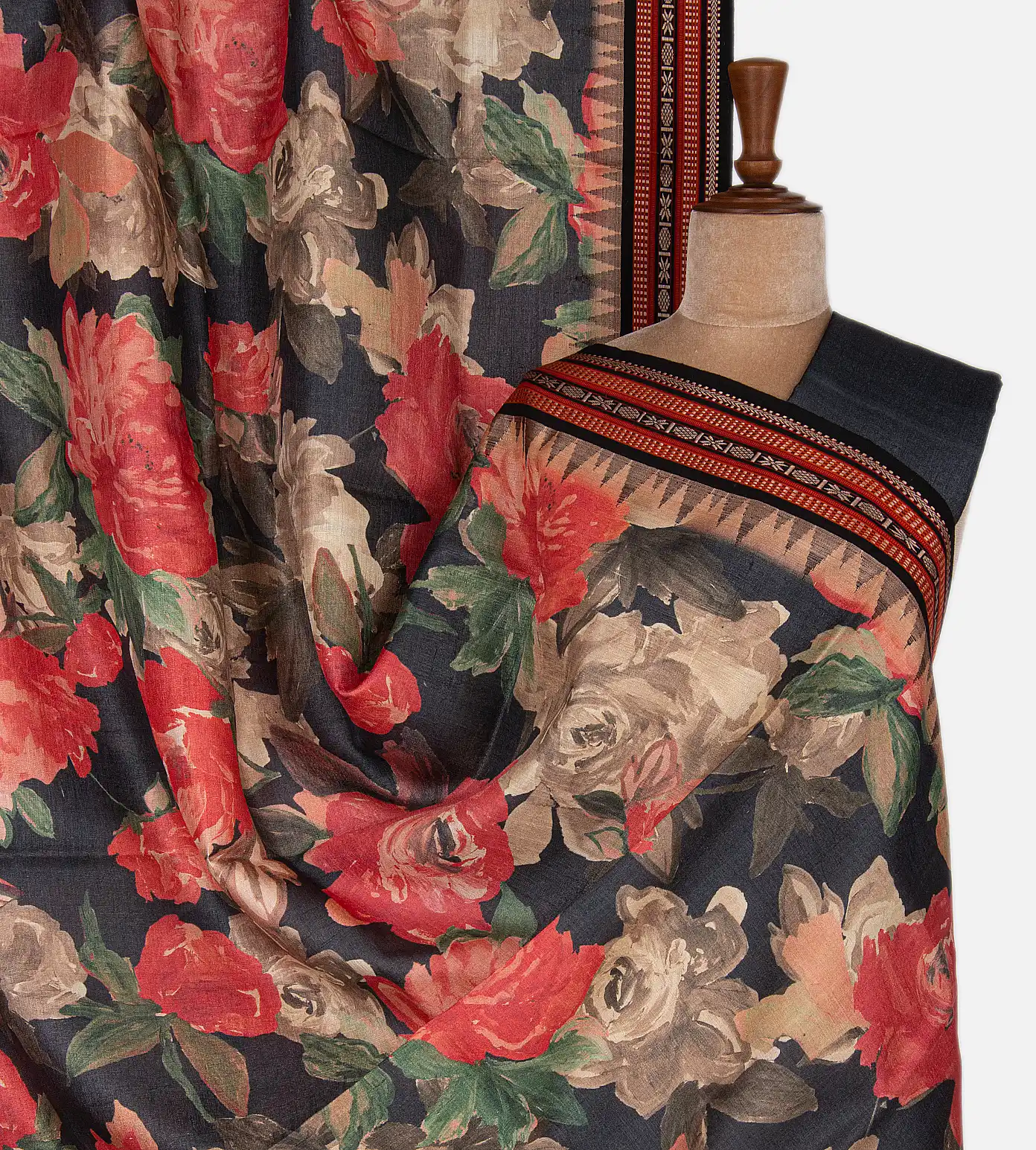 Dark Grey Vidarbha Tussar Saree1