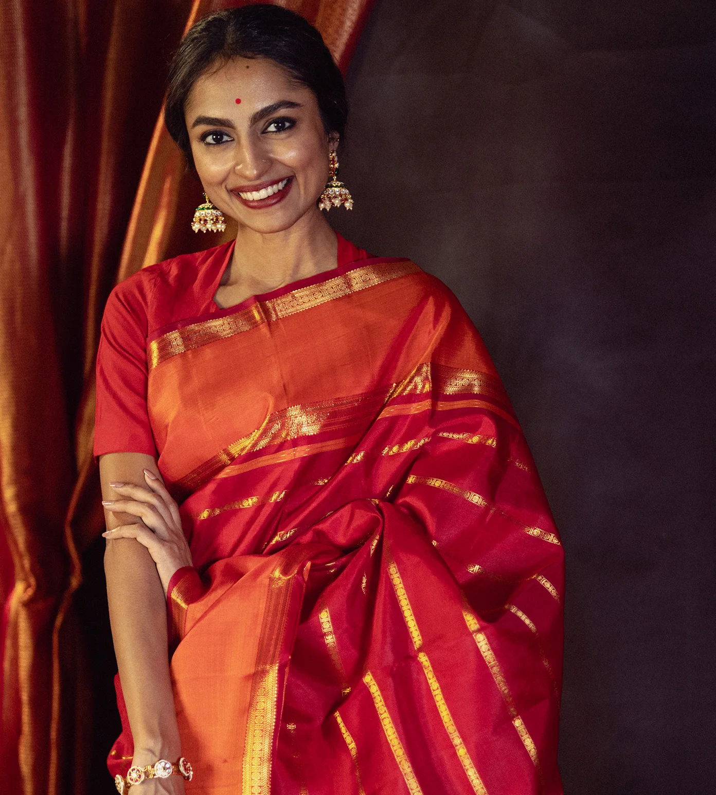 Buy Red Kanchipuram Silk Saree 