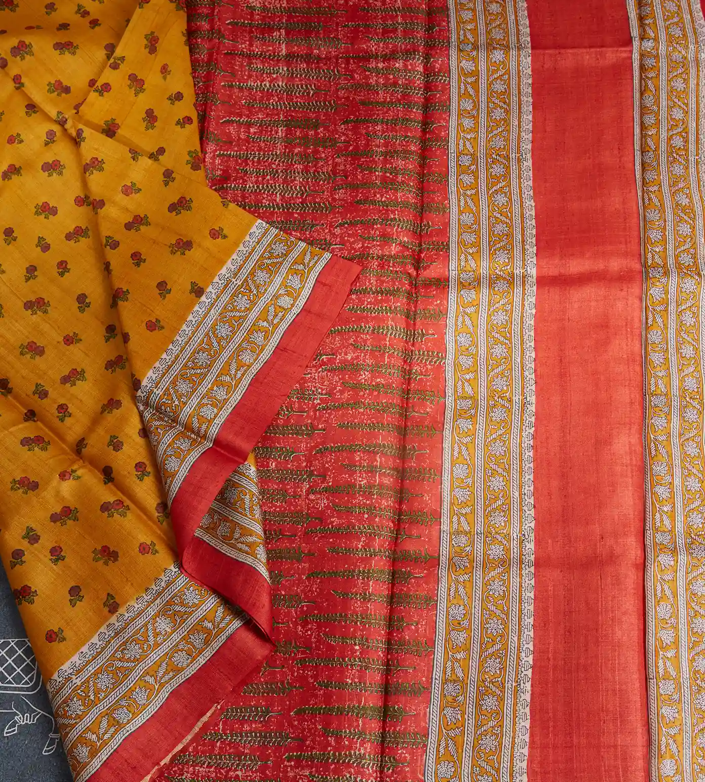 yellow-tussar-printed-saree-c0558540-b
