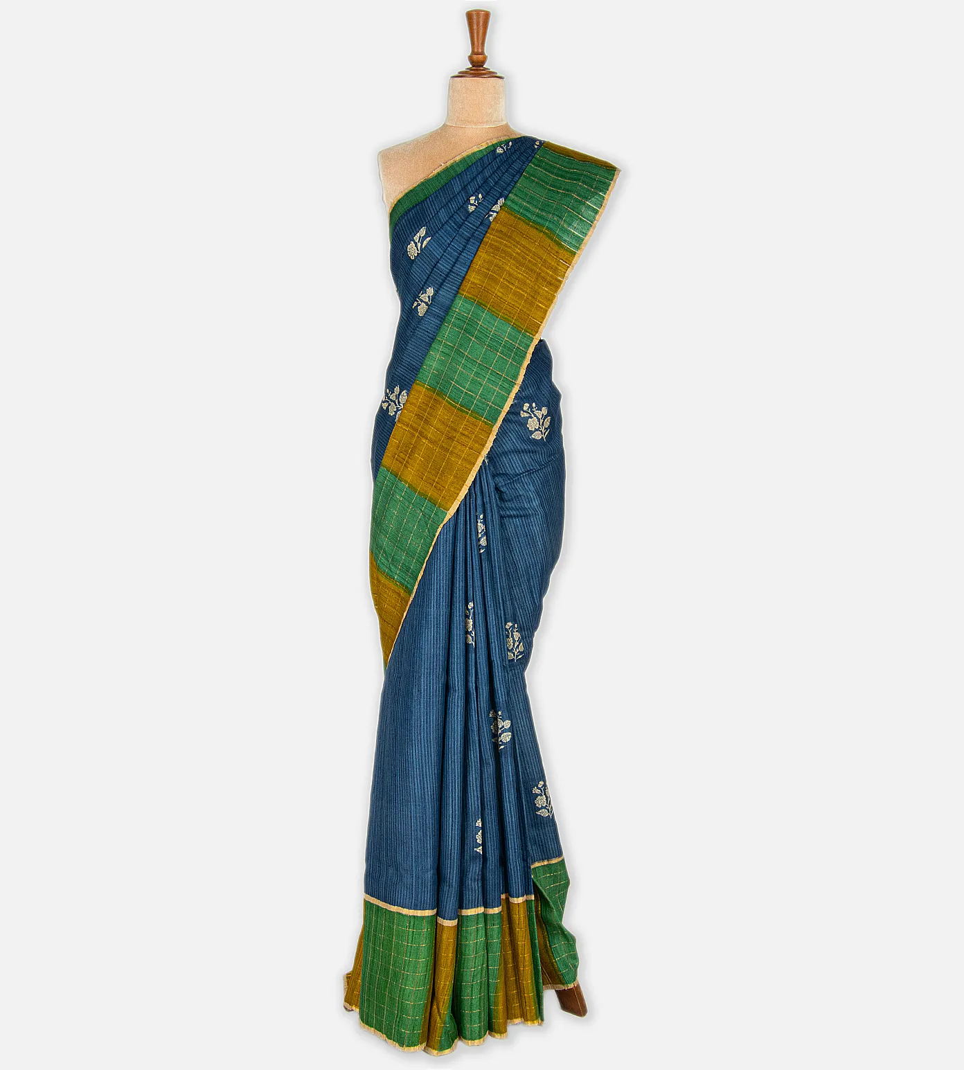 prussian-blue-tussar-saree-c0558507-b