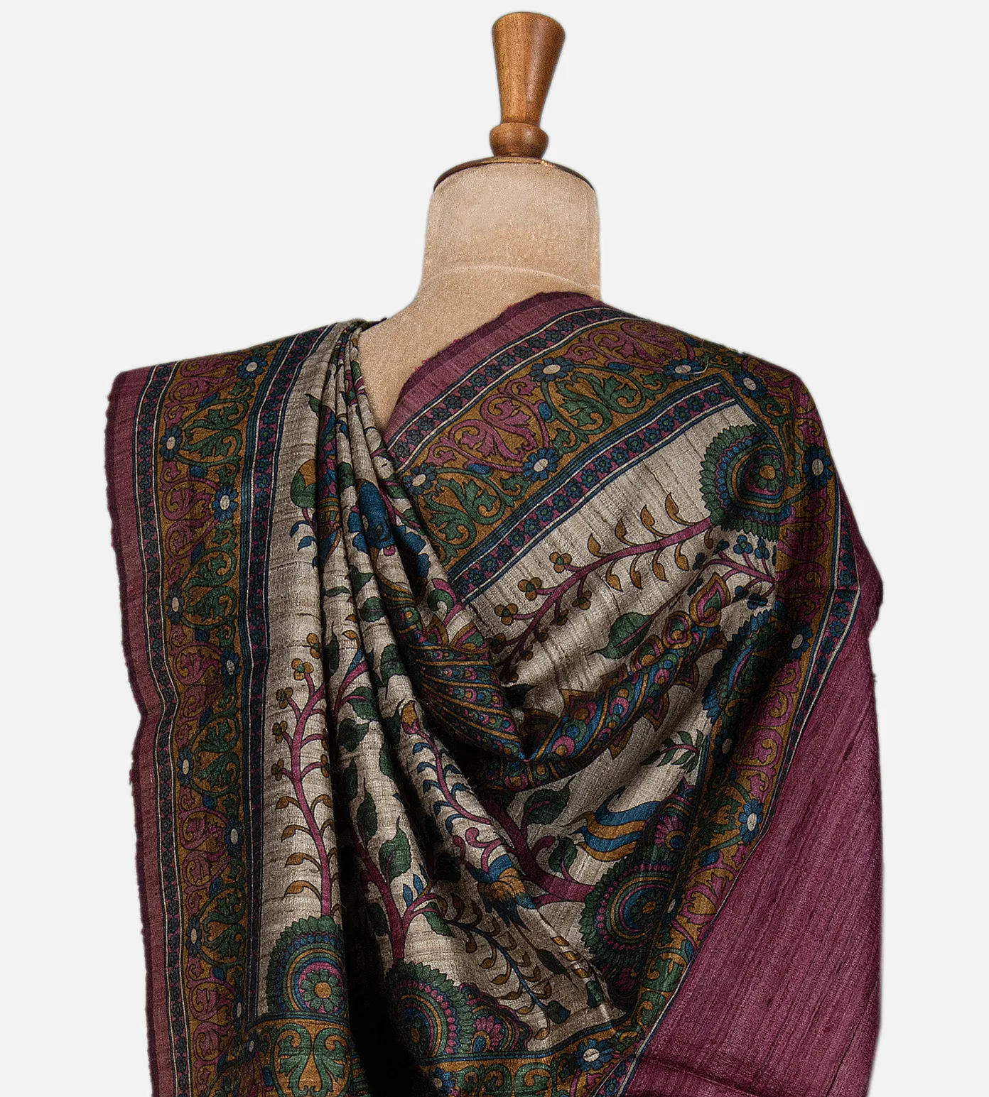 maroon-tussar-saree-c0762270-c