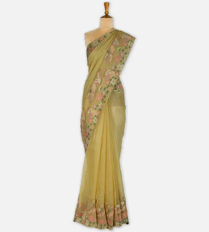 yellow-crushed-organza-saree-b1147247-b