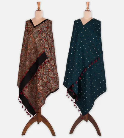 maroon-mudal-silk-and-blue-linen-reversible-dupatta-cc253116-b