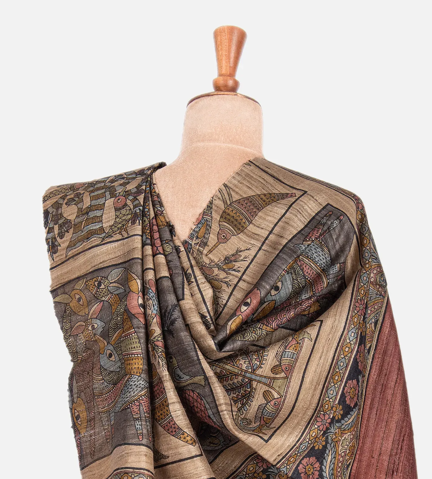 deep-coral-tussar-saree-c0762281-c