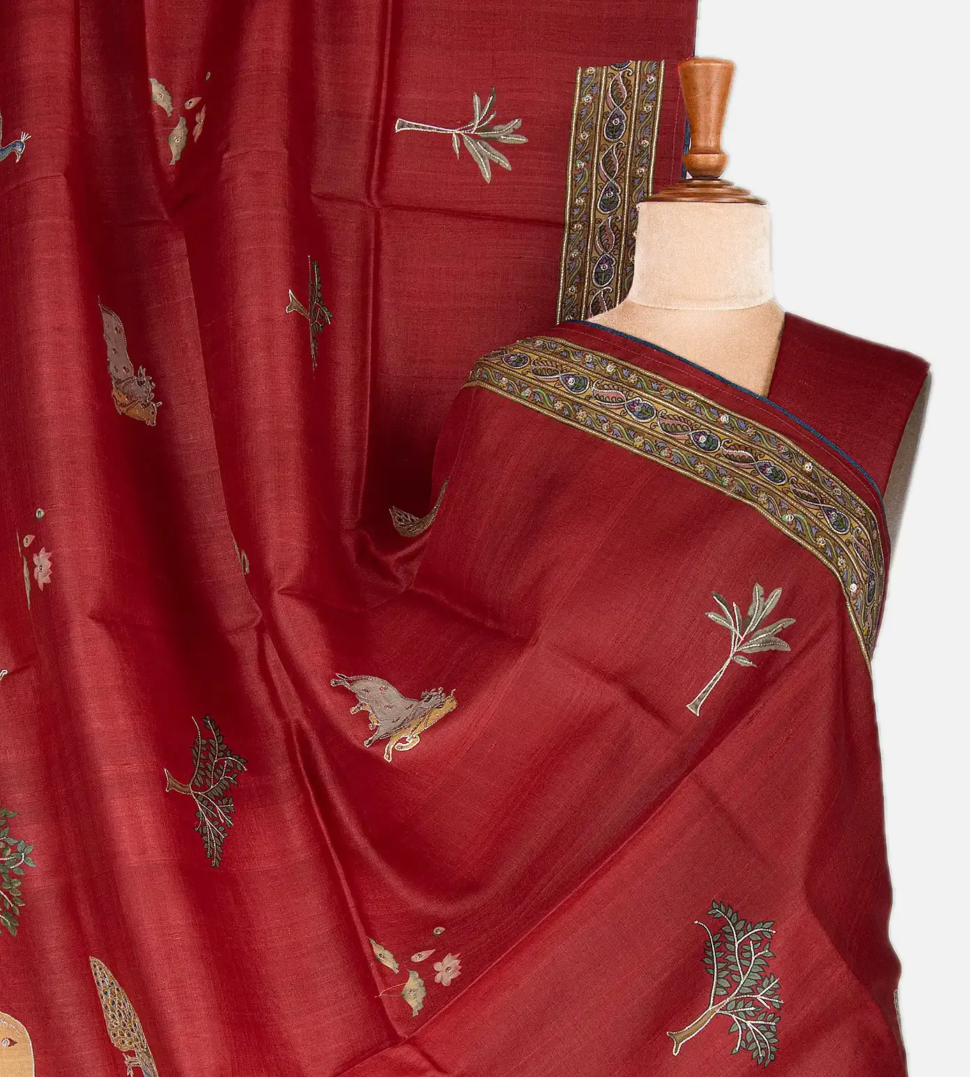 red-tussar-embroidery-saree-c0254494-a