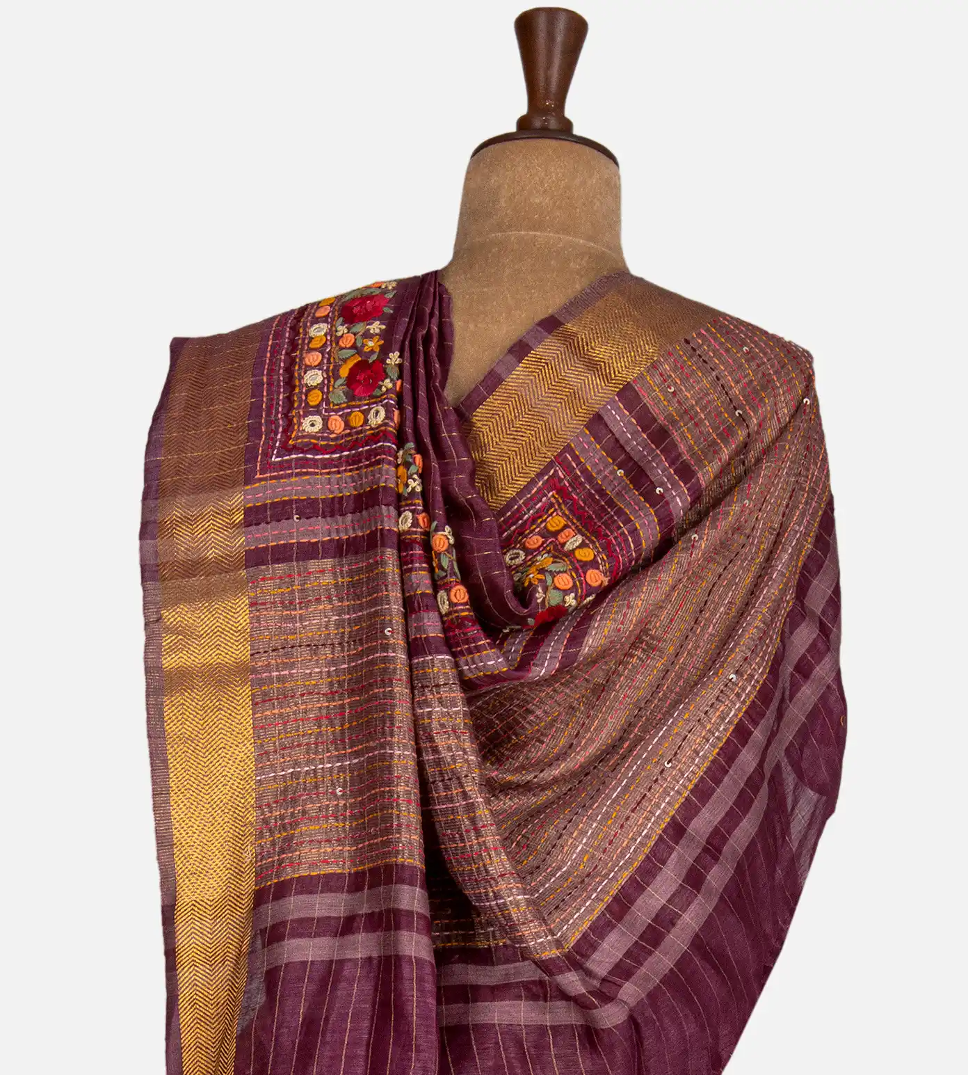 deep-maroon-linen-embroidery-saree-c1075908-c