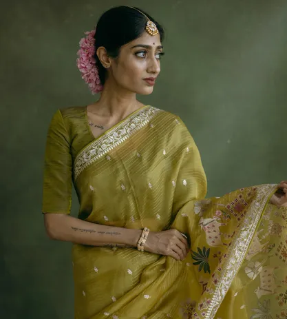 olive-green-organza-saree-c1178768-a