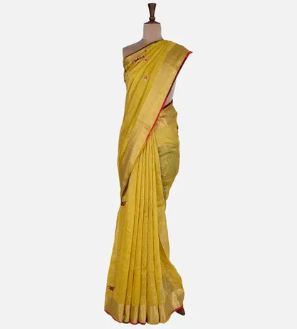 yellow-linen-saree-d0291546-b