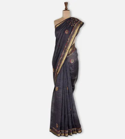 dark-grey-linen-embroidery-saree-d0291537-b