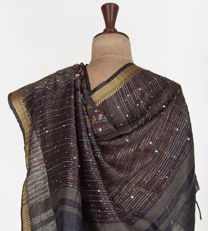 dark-grey-linen-embroidery-saree-d0291537-c