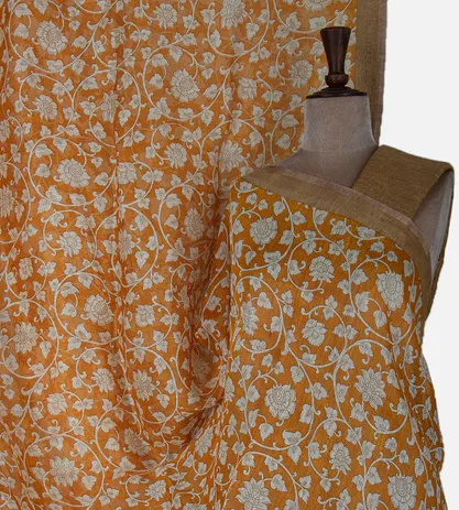 tangerine-yellow-linen-printed-saree-d0190509-a