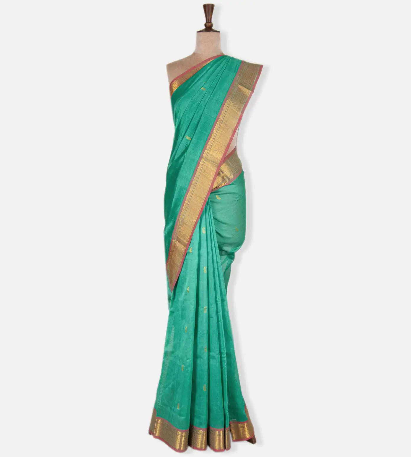 turquoise-blue-cotton-silk-saree-c1282011-b