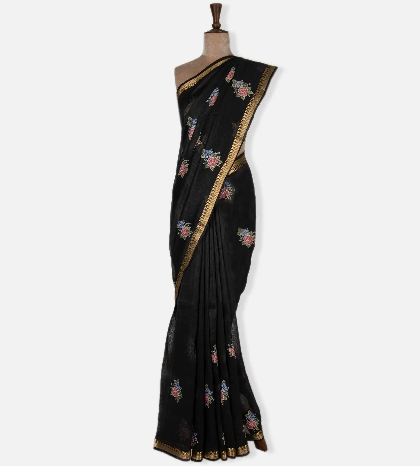 black-linen-saree-d0291517-b