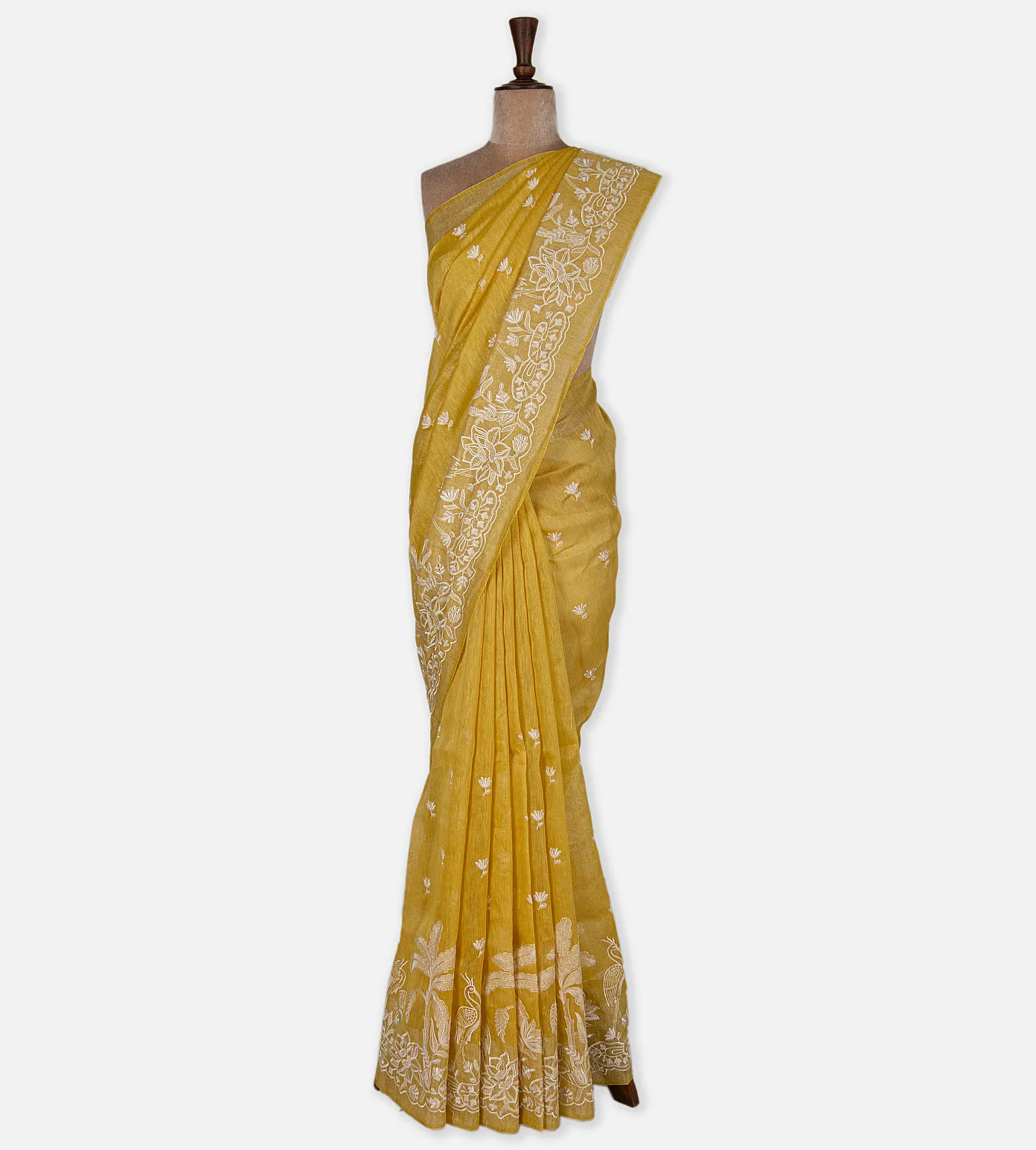 yellow-linen-saree-d0291564-b