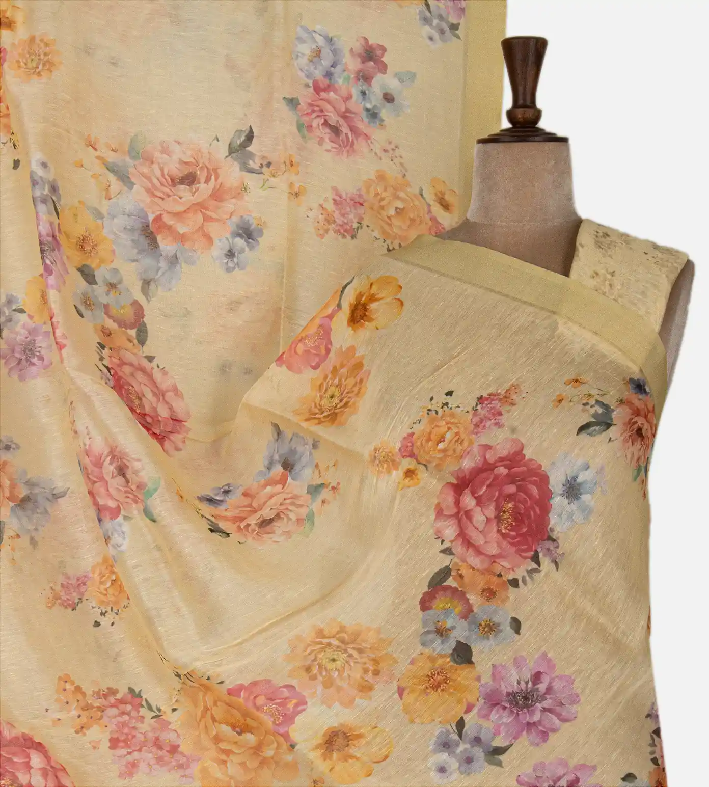 yellow-linen-printed-saree-b1250474-a