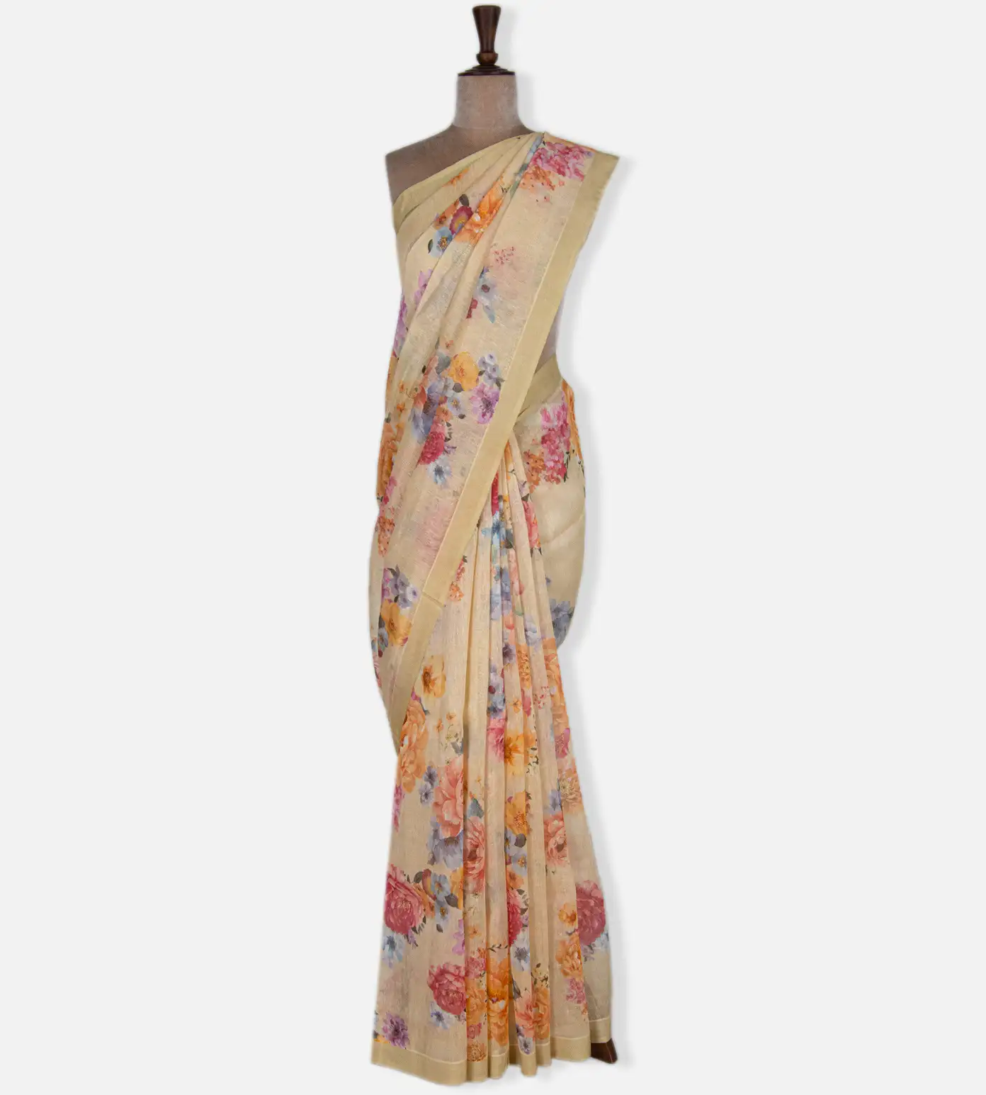 yellow-linen-printed-saree-b1250474-b