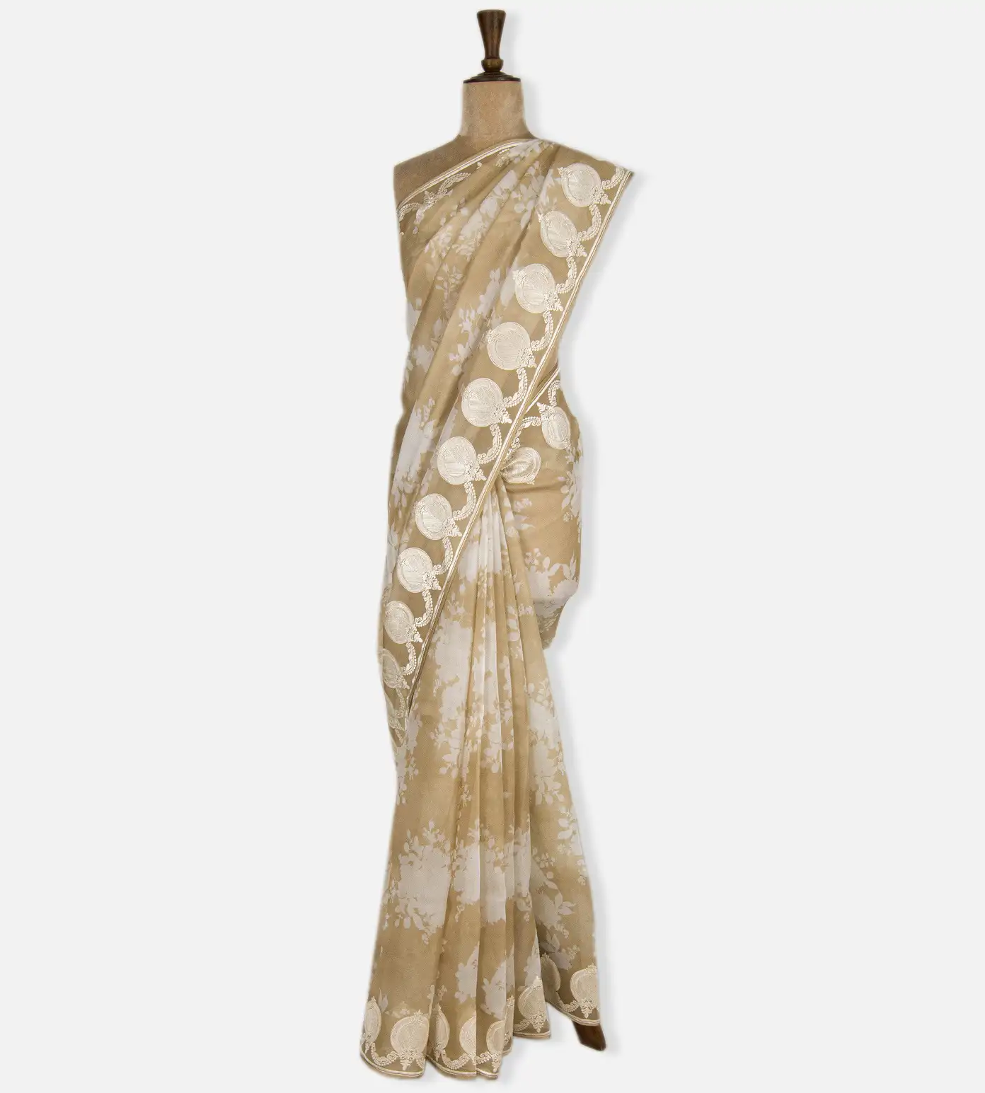 deep-creme-organza-saree-c1283519-b