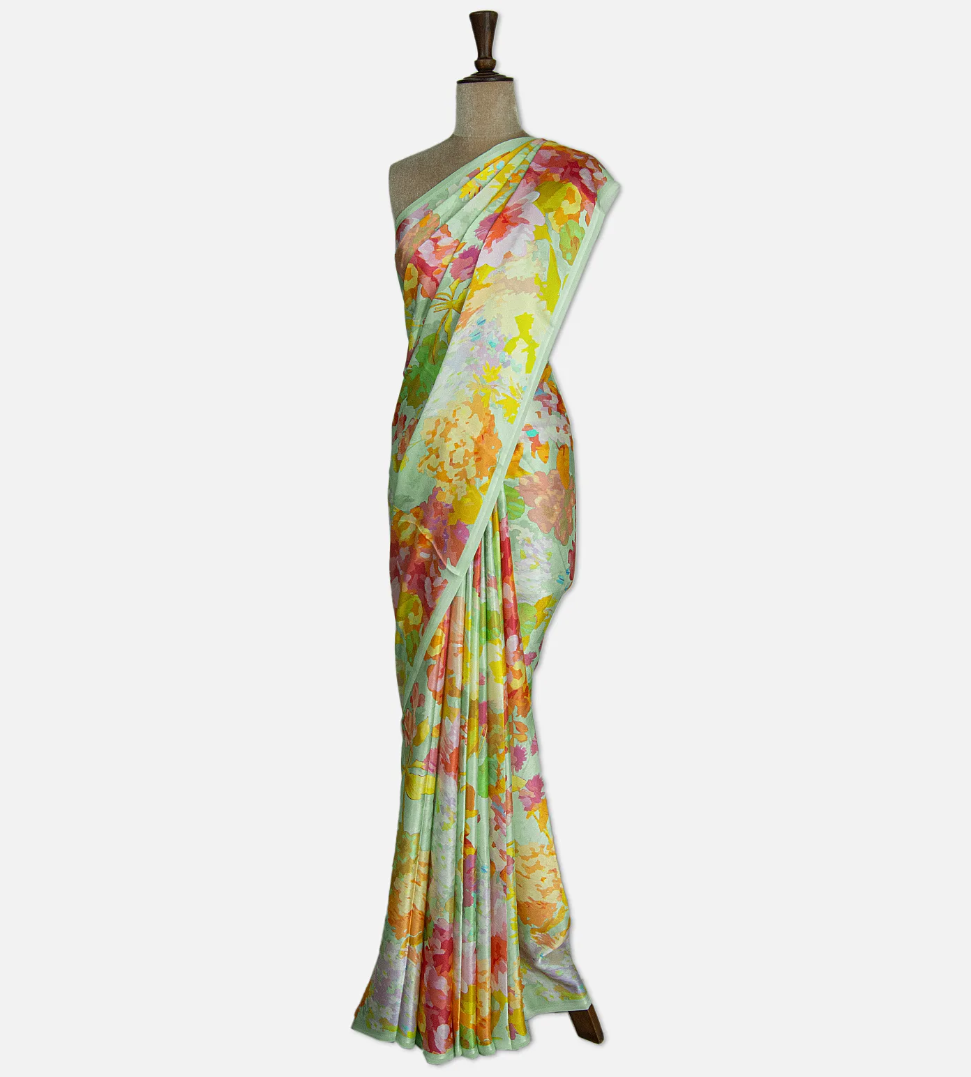 pastel-green-satin-saree-d05105619-b