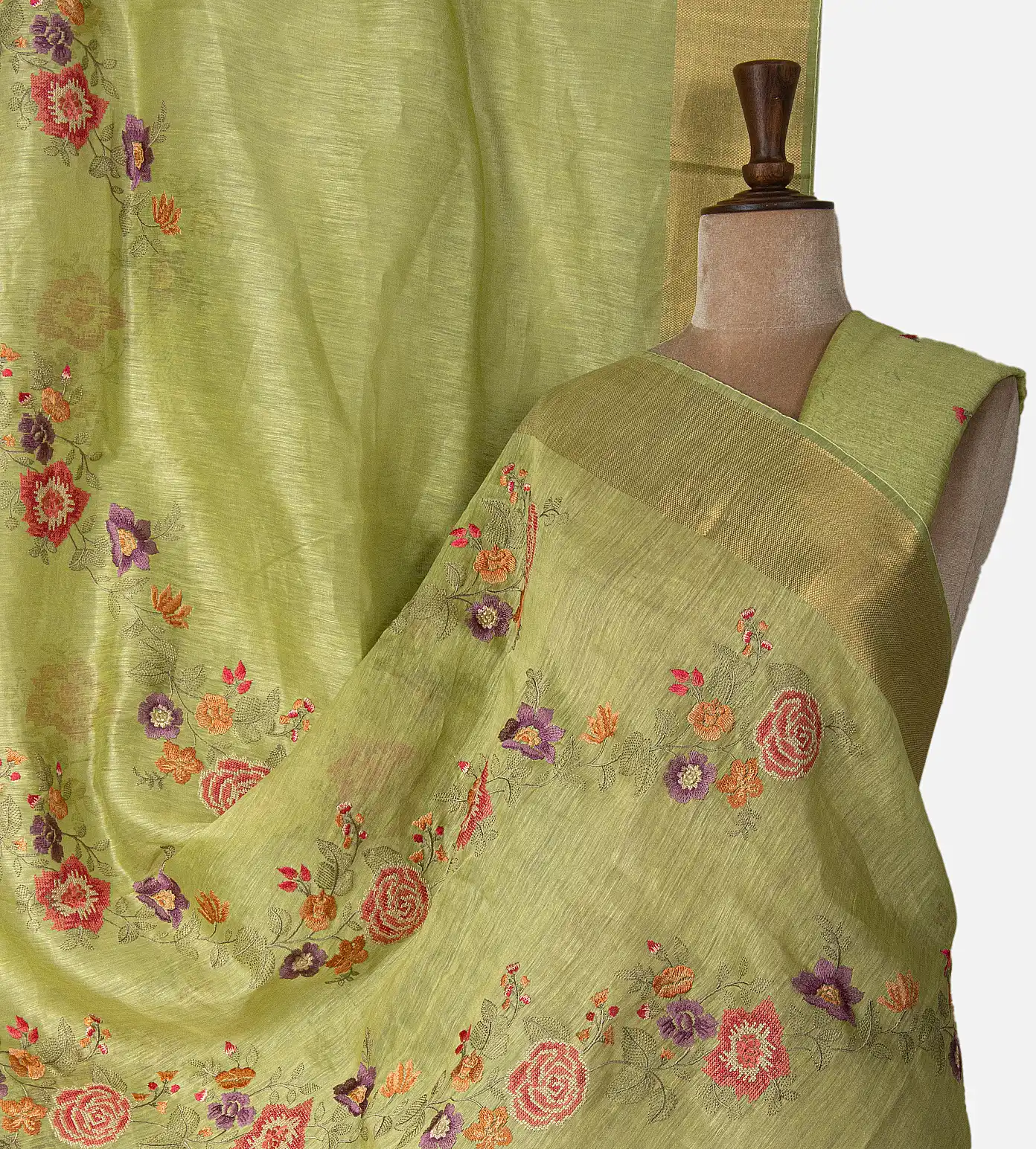 light-green-linen-saree-d05105516-a