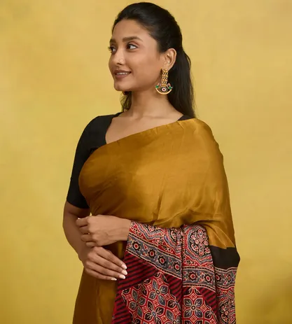 mustard-yellow-ajrakh-modal-silk-saree-d04103221-a