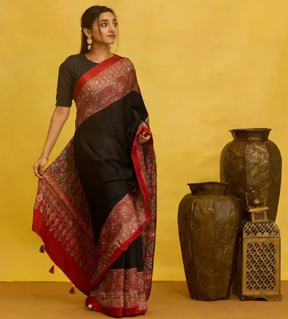black-ajrakh-modal-silk-saree-d04103284-b