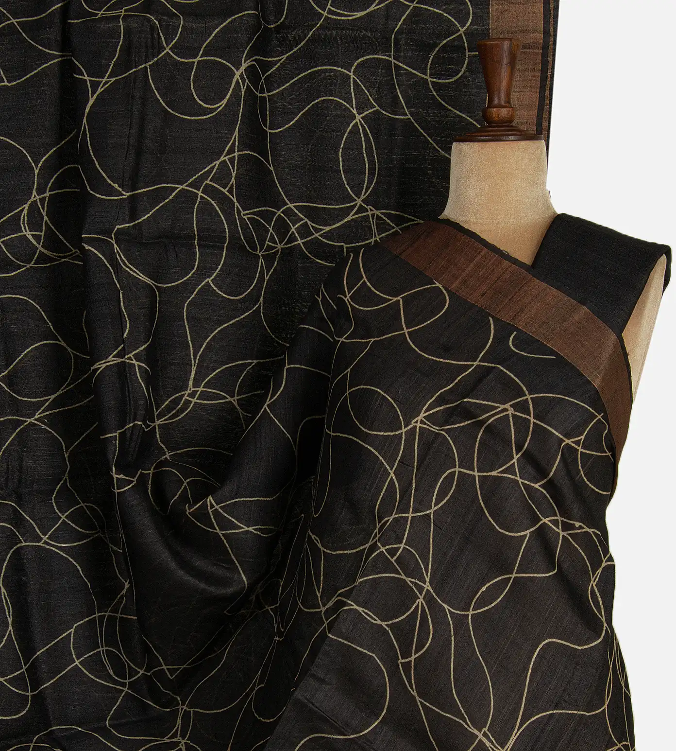 black-tussar-saree-c0971458-a