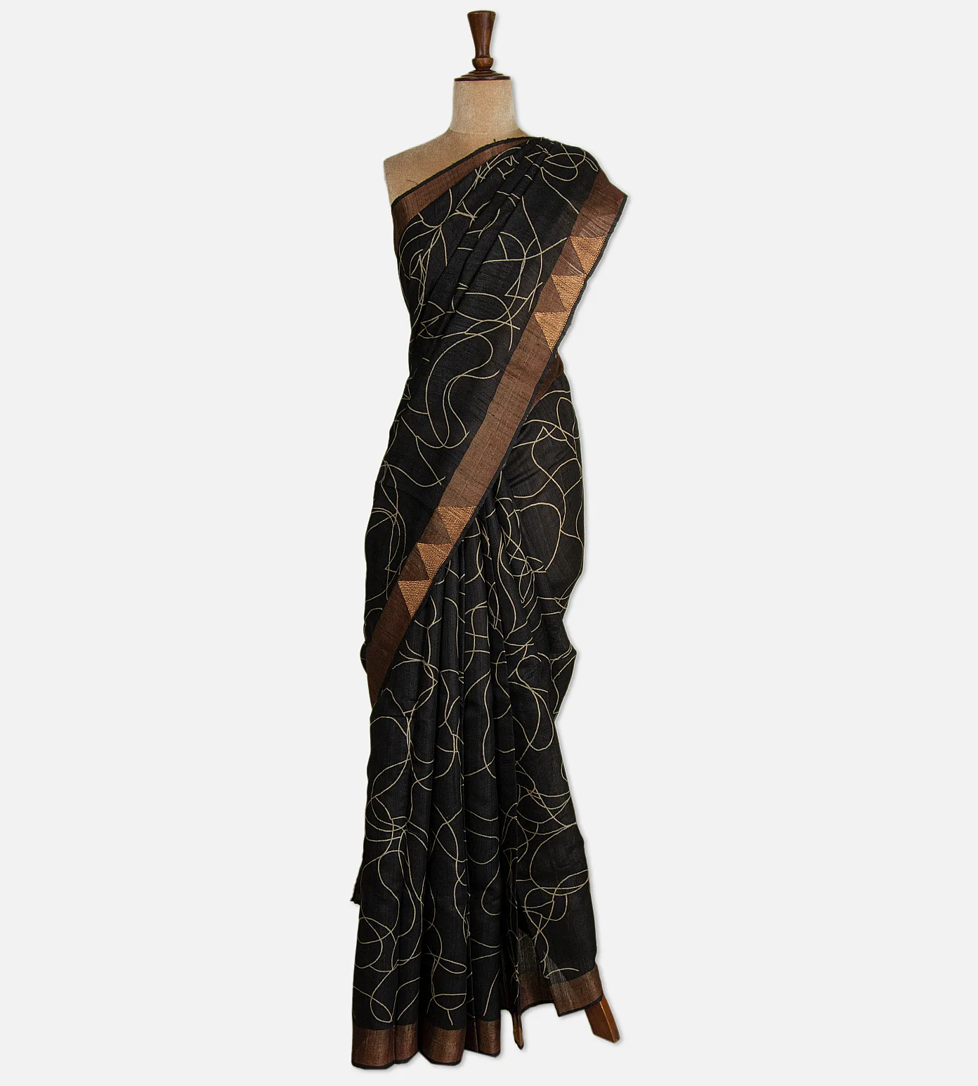 black-tussar-saree-c0971458-b