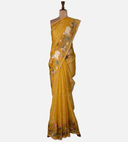 yellow-organza-saree-d07115797-b