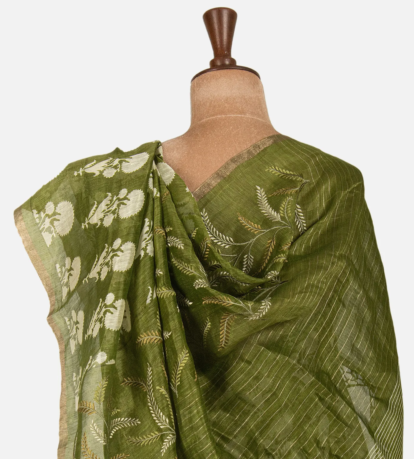 olive-green-linen-saree-d0190517-c