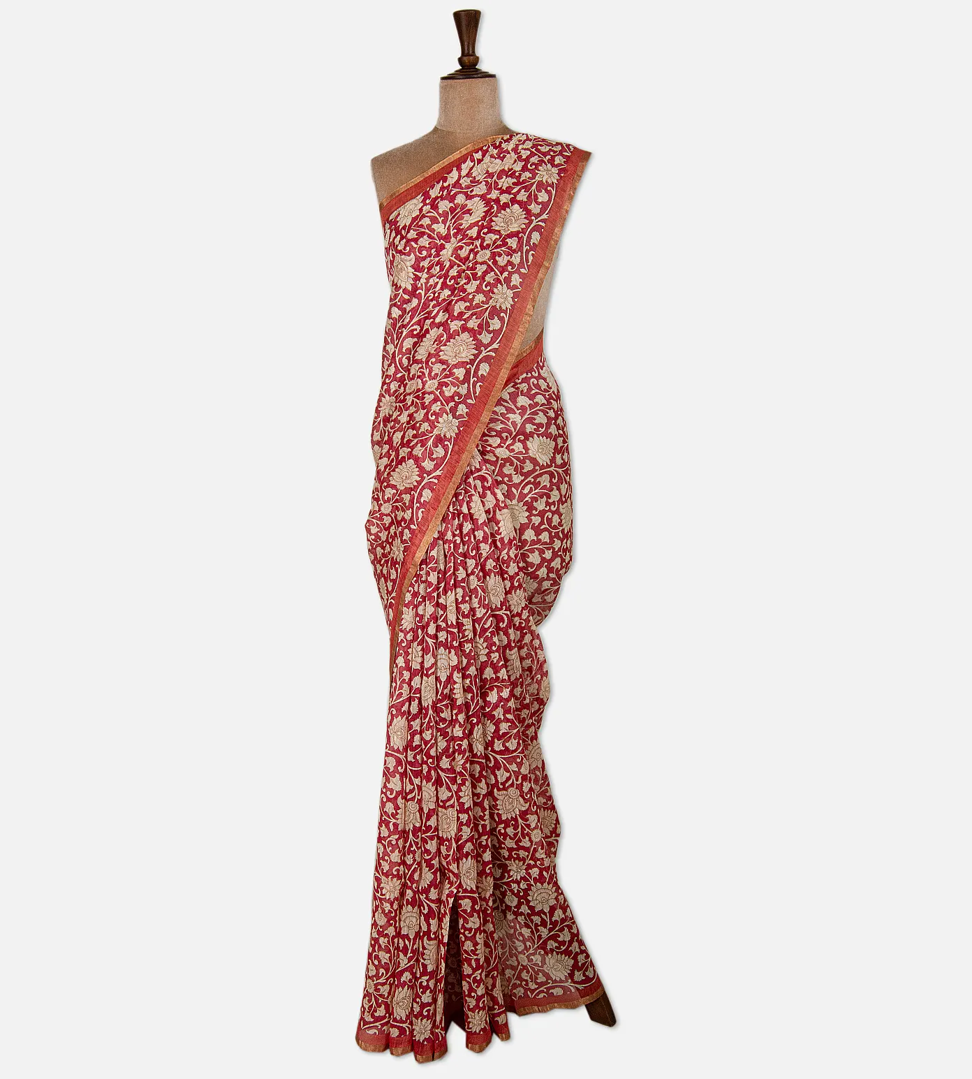 crimson-red-linen-saree-d0190516-b