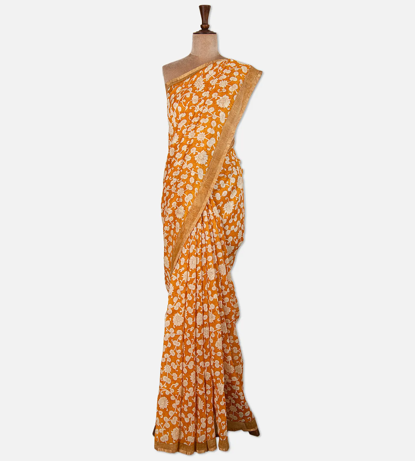 tangerine-yellow-linen-saree-d0190498-b