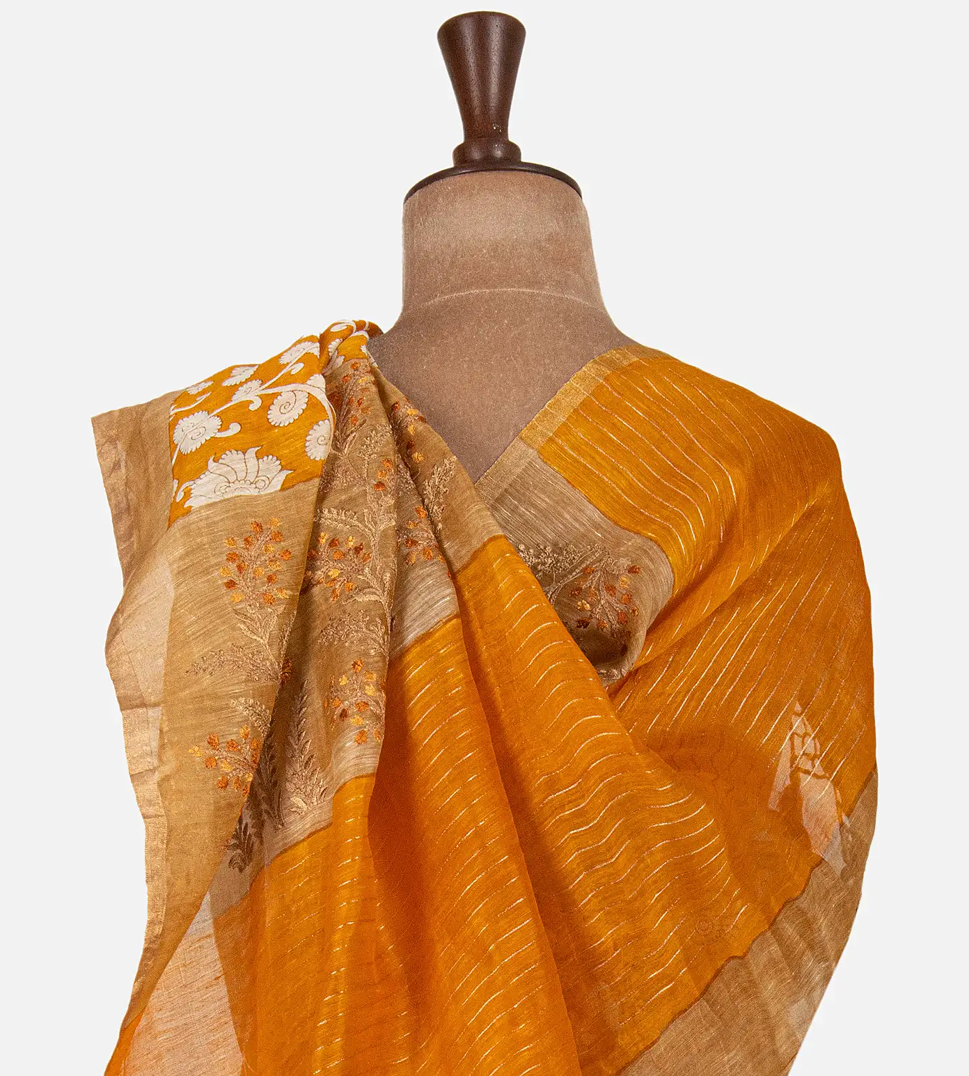 tangerine-yellow-linen-saree-d0190498-c