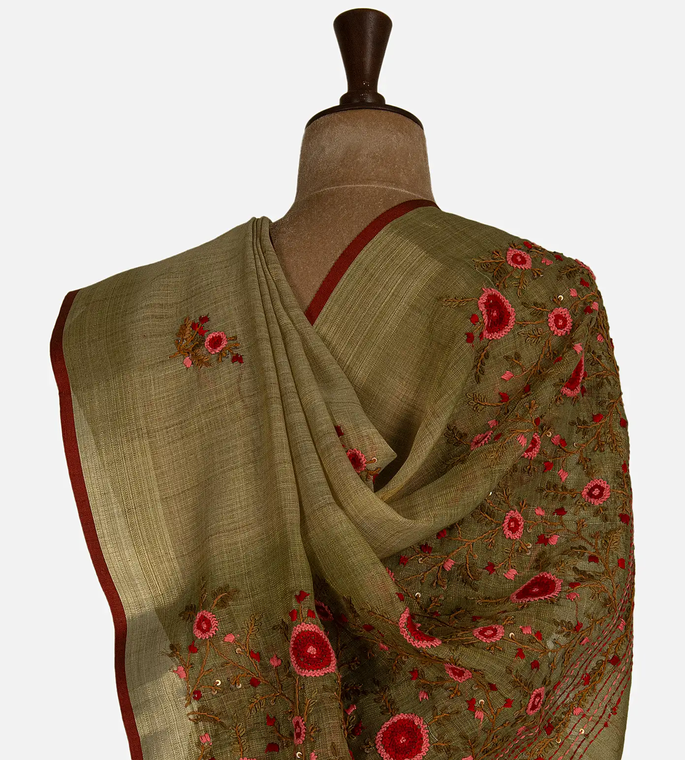 olive-green-linen-saree-d10132148-c