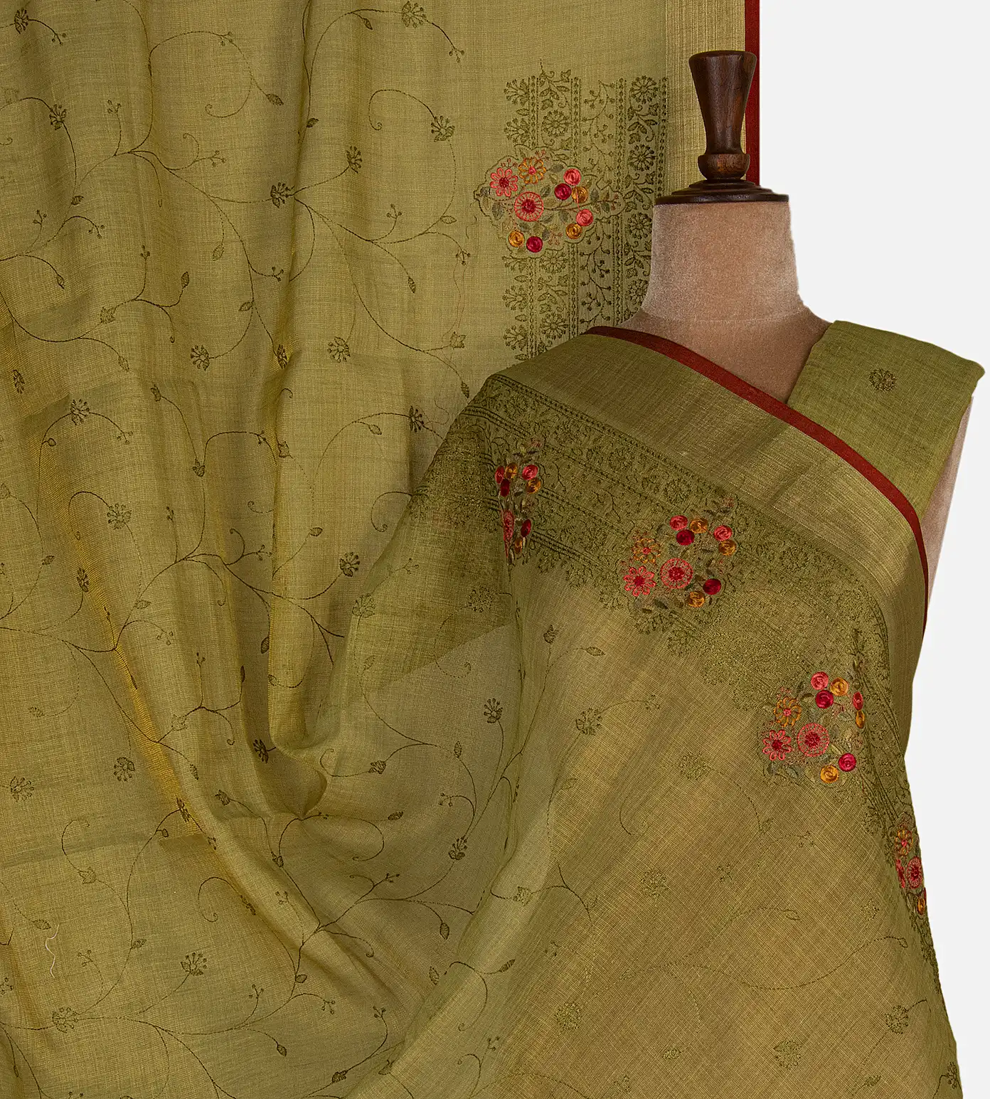 green-linen-saree-d10133880-a
