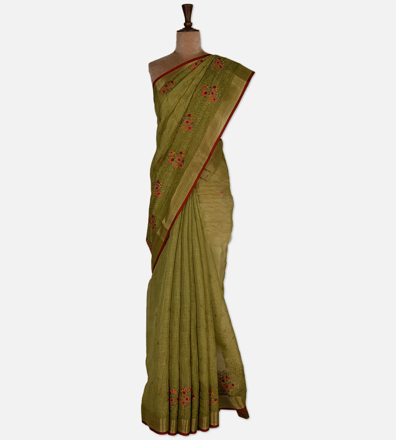 green-linen-saree-d10133880-b