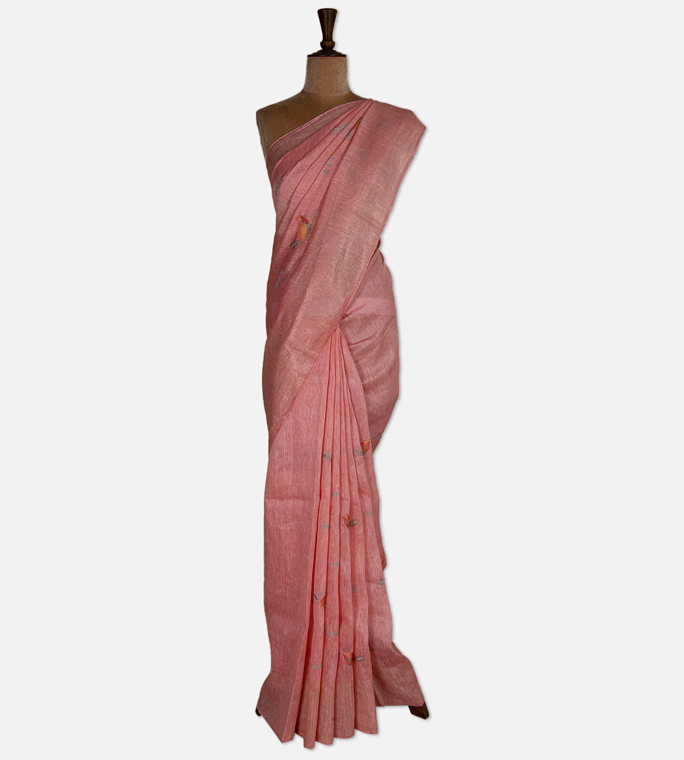 salmon-pink-linen-saree-d05105537-b