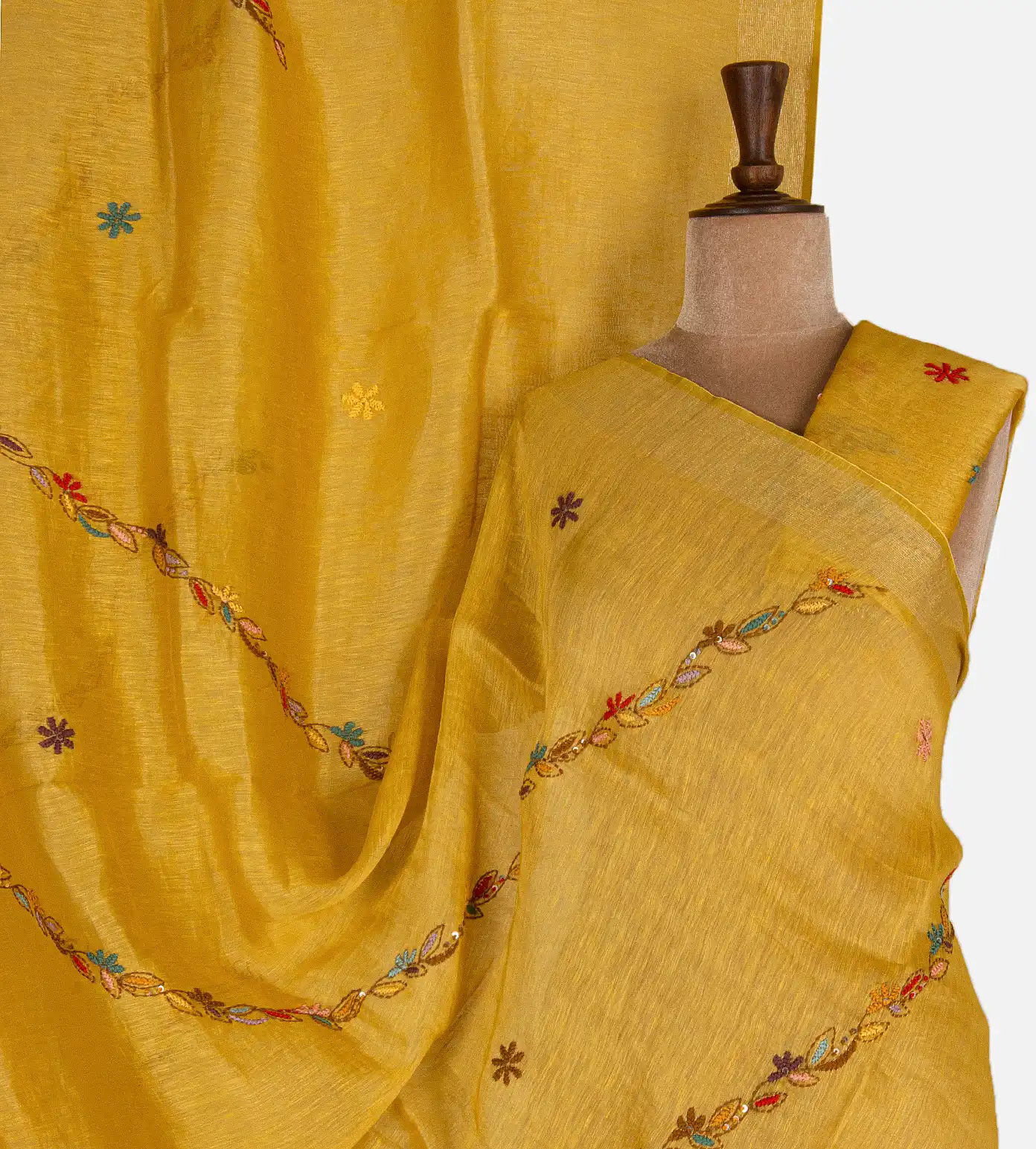 yellow-linen-saree-d101321717-a