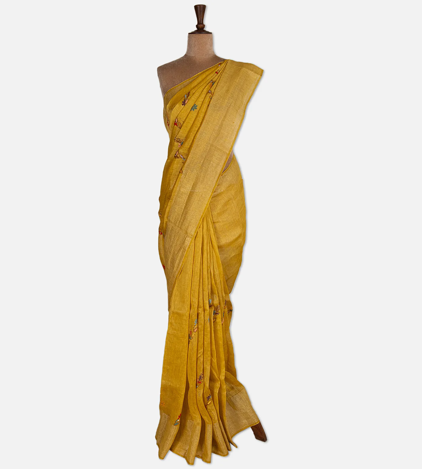 yellow-linen-saree-d101321717-b