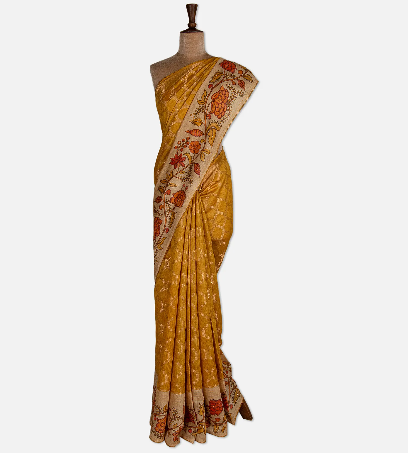 yellow-tussar-saree-d09124096-b