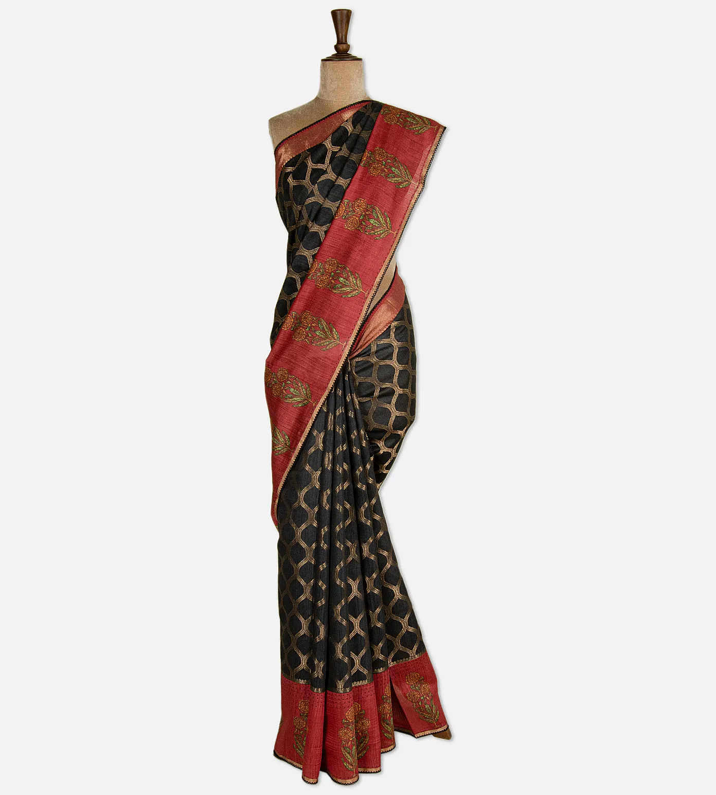 black-tussar-saree-d09128741-b