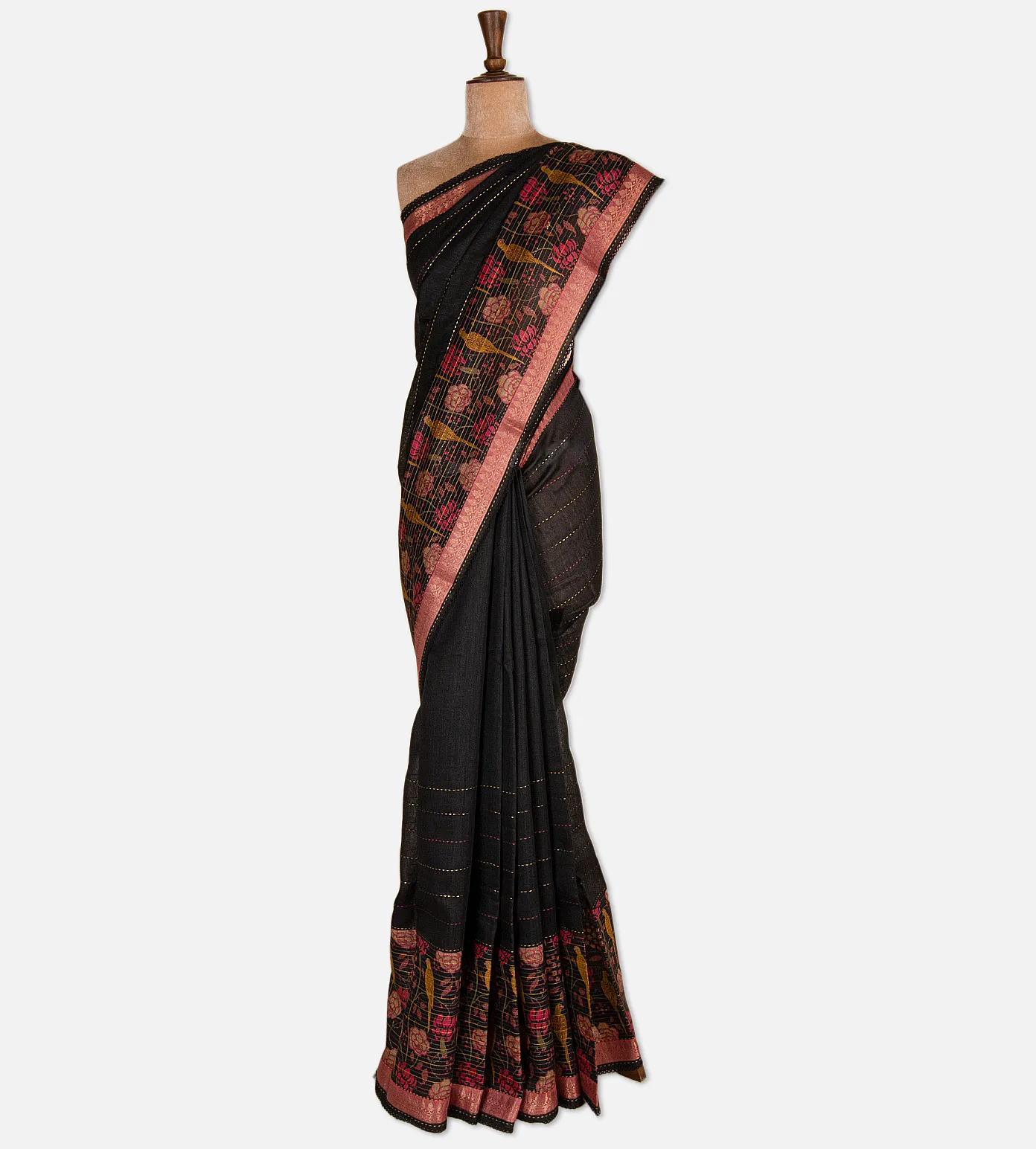black-tussar-saree-d09129480-b