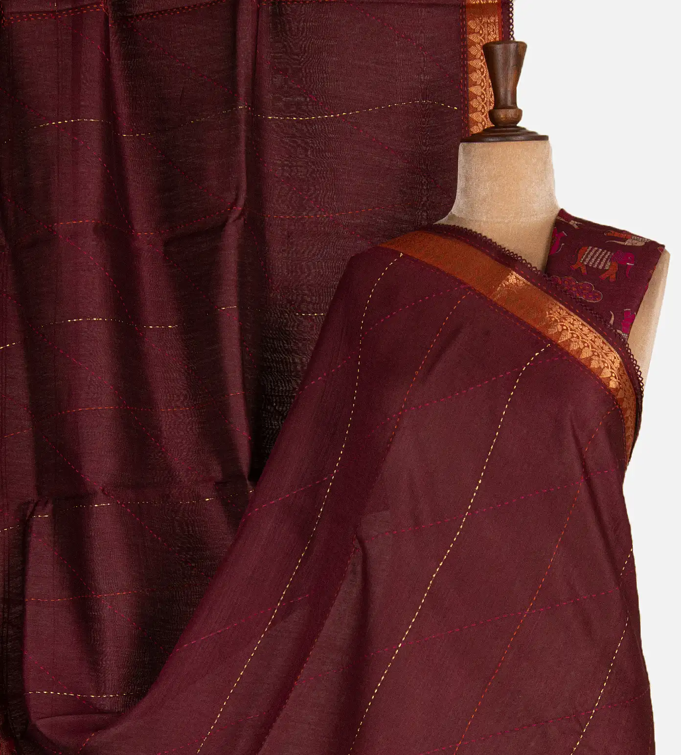 maroon-tussar-saree-d10133918-a
