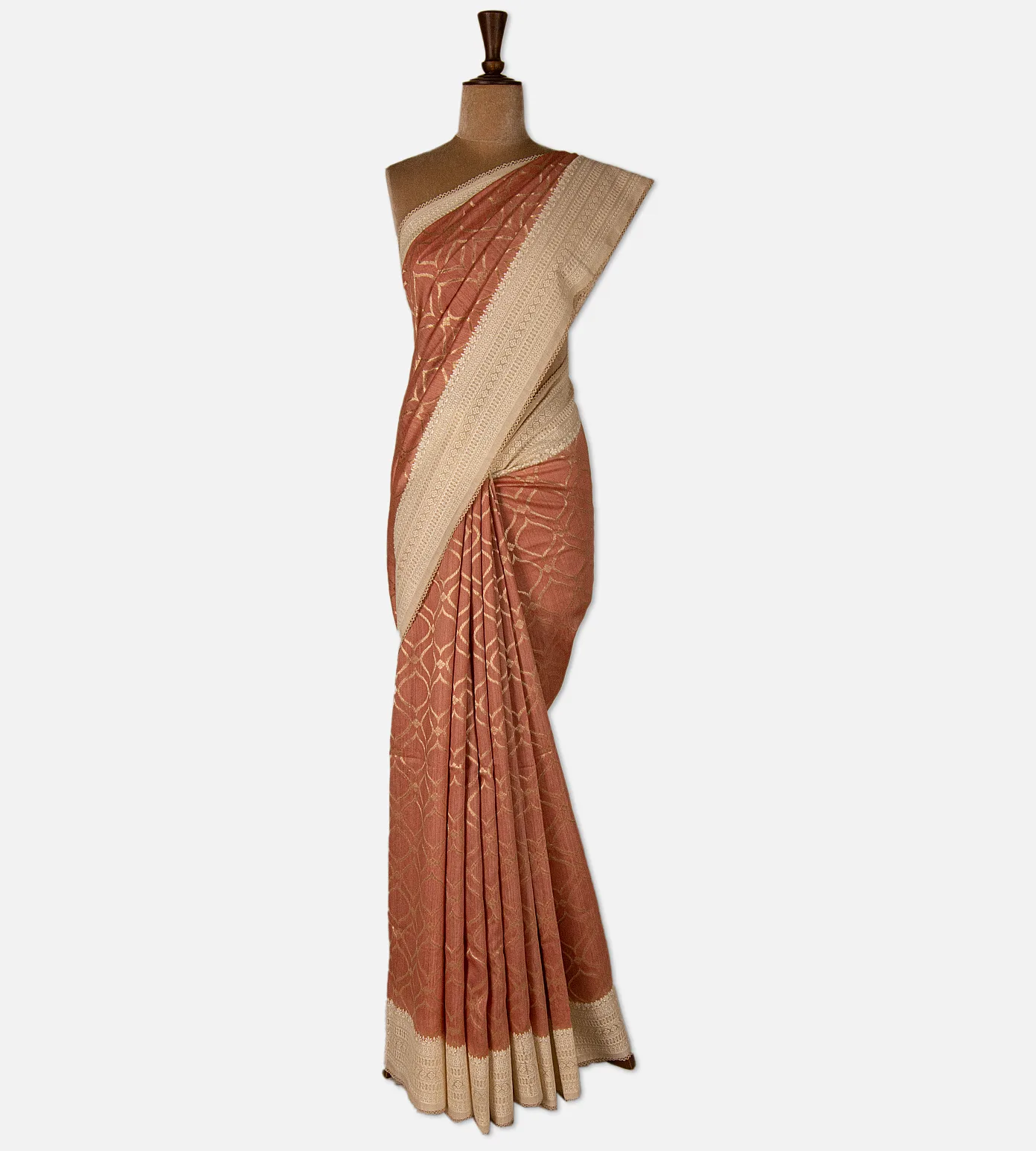 salmon-pink-tussar-saree-d09129452-b