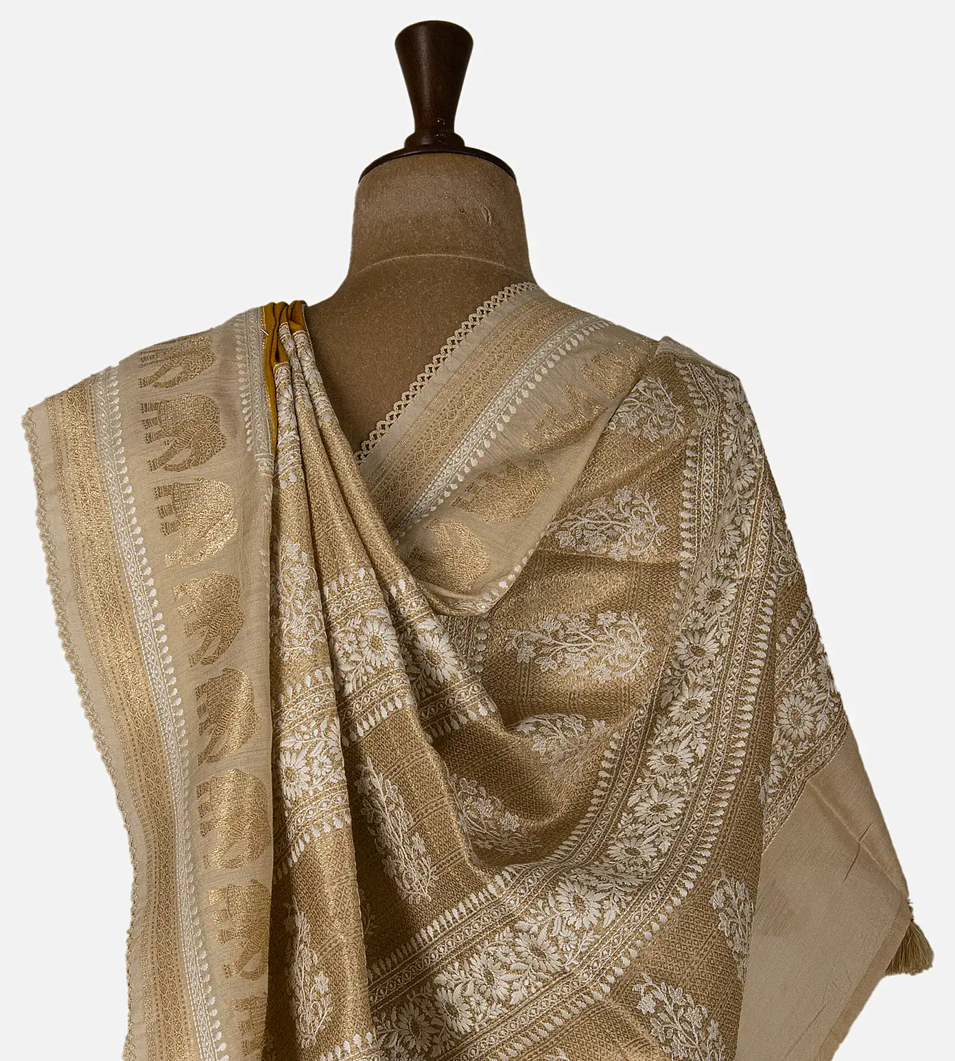 yellow-tussar-saree-d11136543-c