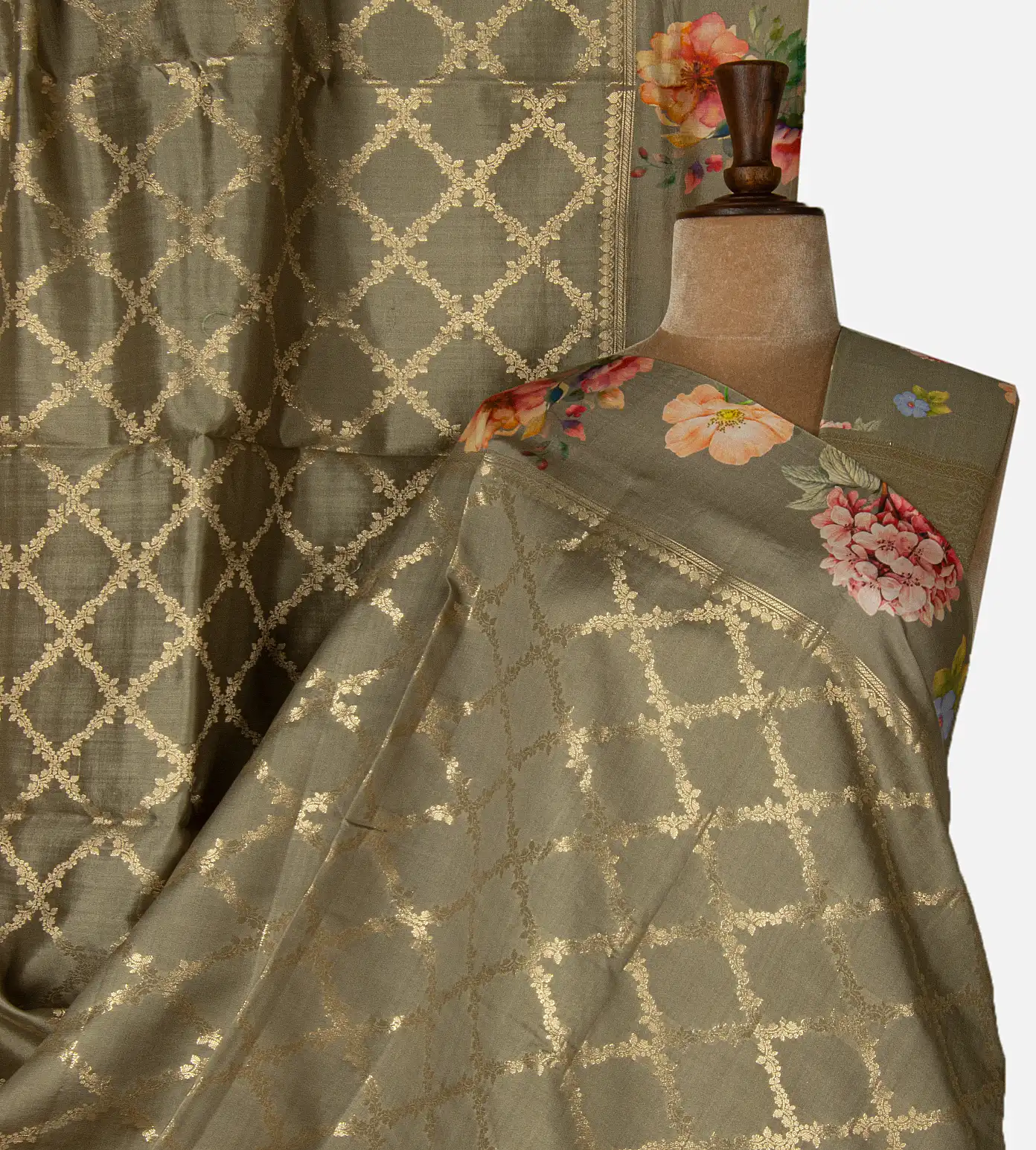 olive-green-chaniya-silk-saree-d08117308-a