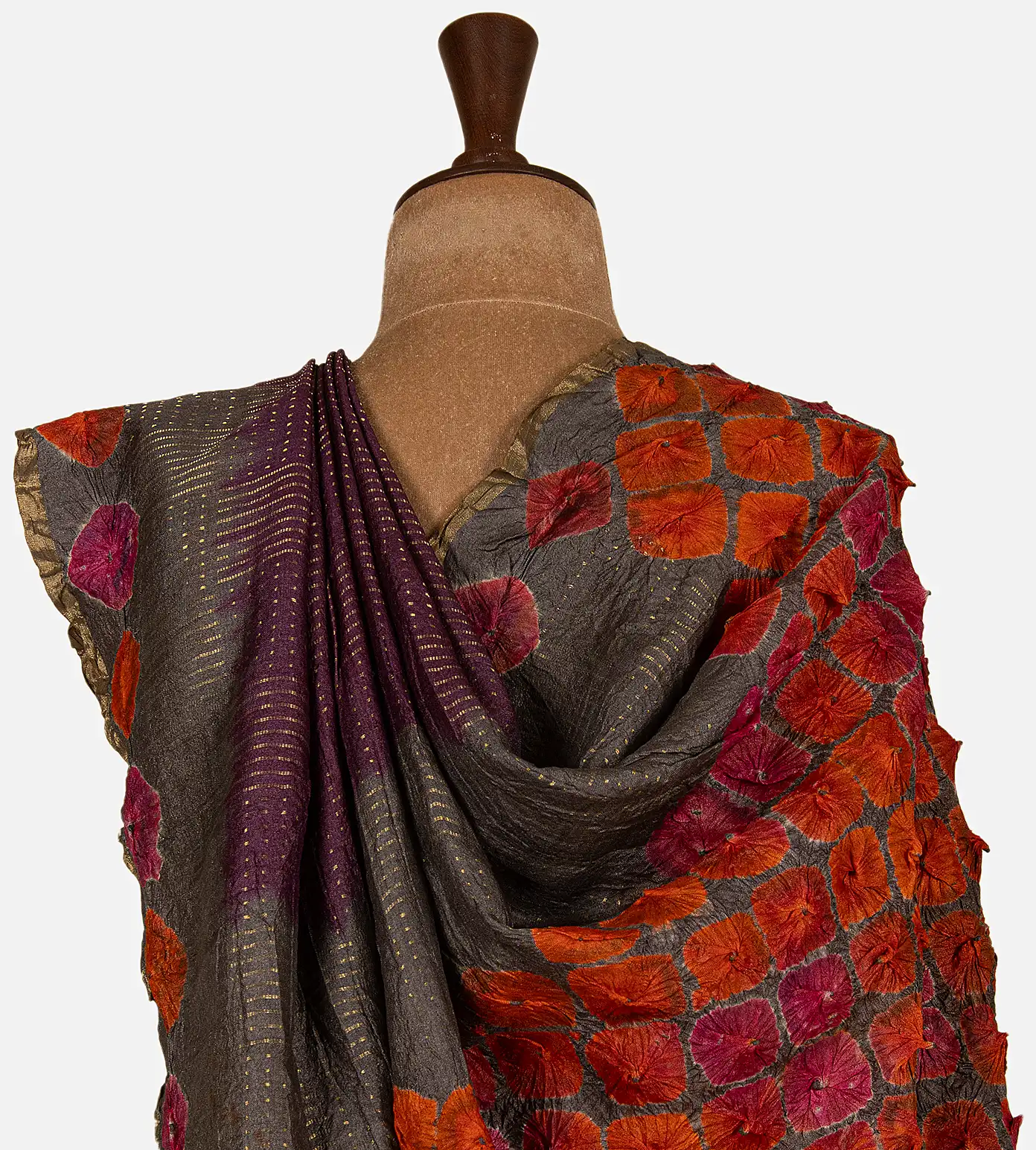 maroon-tussar-bandhani-saree-c1283412-c
