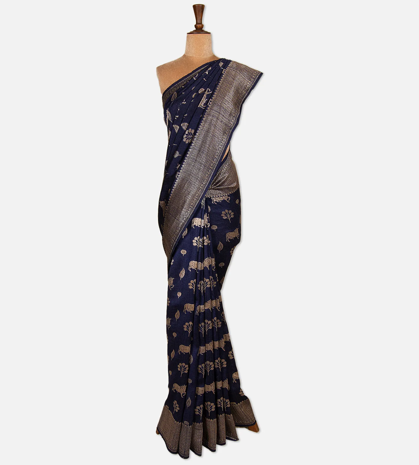 blue-banarasi-tussar-saree-d10132040-b